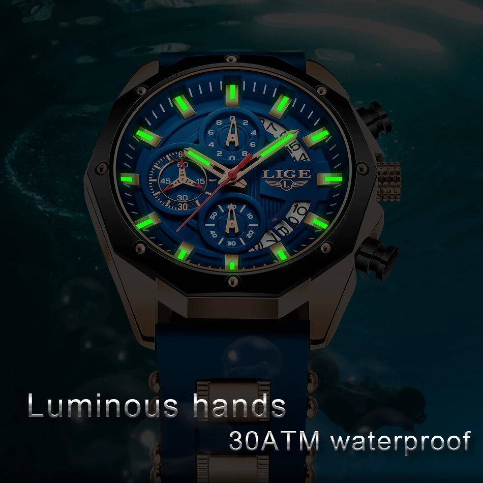 LIGE Fashion Men Watches Top B - Streetwear Brand Luxury recension och pris